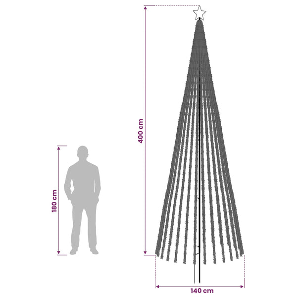LED-joulupuu 400 cm 1028 LEDiä Kylmä valkoinen Teräs Musta