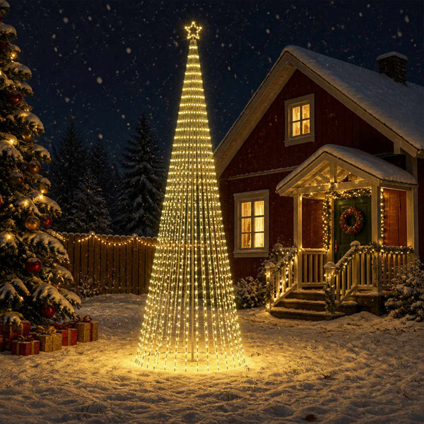 LED-joulupuu 500 cm 1524 LEDiä Lämpimän Valkoinen Teräs Musta