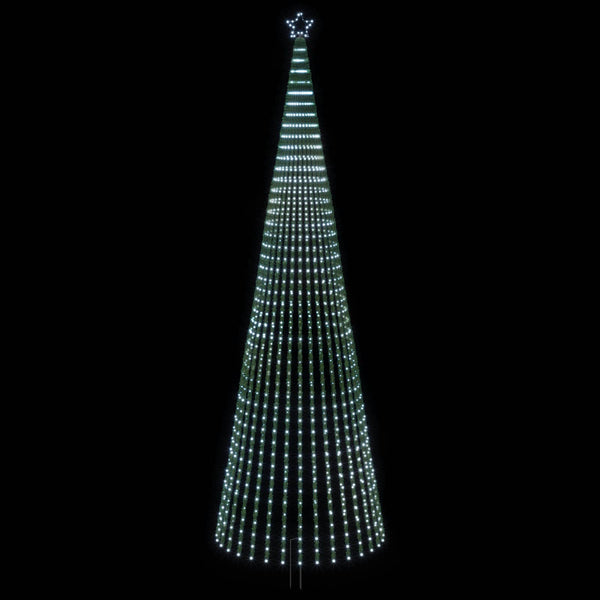LED-joulupuu 500 cm 1524 LEDiä Kylmä valkoinen Teräs Musta