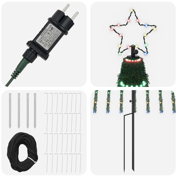 LED-joulupuu 500 cm 1524 LEDiä Monivärinen Teräs Musta