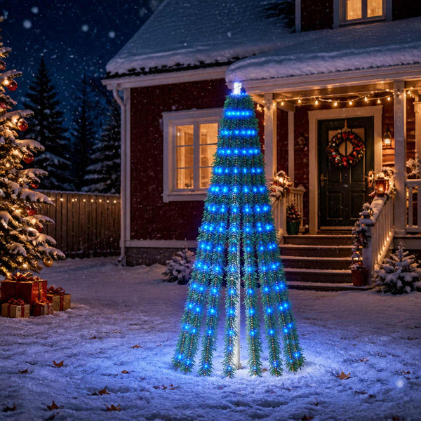 LED-joulupuu 150 cm 240 LEDiä Sininen Teräs Vihreä