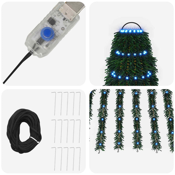 LED-joulupuu 150 cm 240 LEDiä Sininen Teräs Vihreä