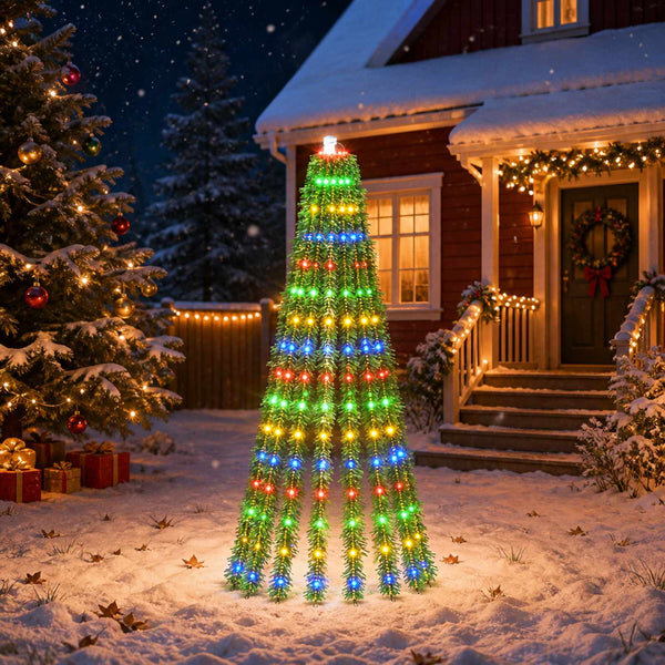 LED-joulupuu 150 cm 240 LEDiä Monivärinen Teräs Vihreä