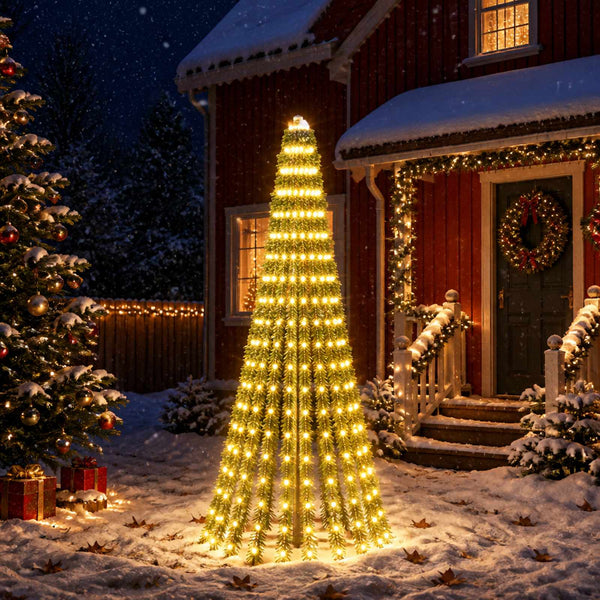 LED-joulupuu 220 cm 460 LEDiä Lämpimän Valkoinen Teräs Vihreä