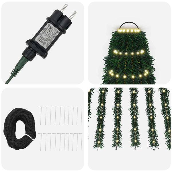 LED-joulupuu 220 cm 460 LEDiä Lämpimän Valkoinen Teräs Vihreä