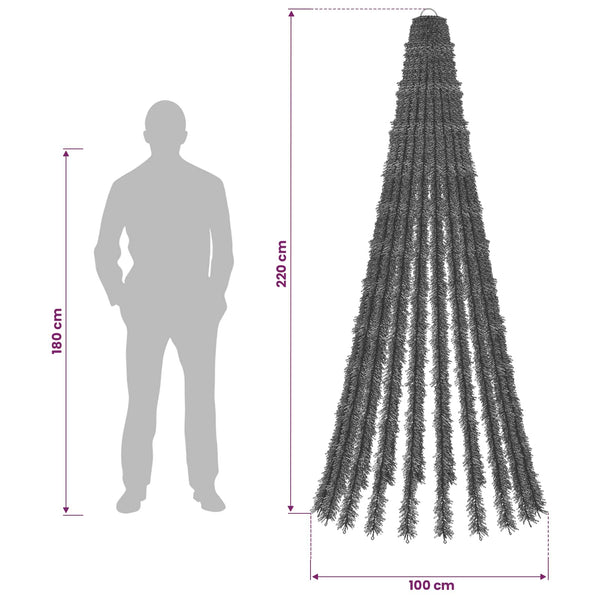 LED-joulupuu 220 cm 460 LEDiä Lämpimän Valkoinen Teräs Vihreä