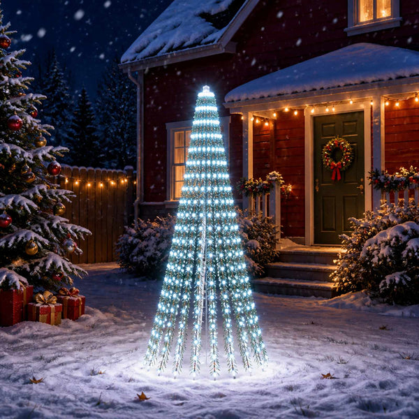LED-joulupuu 220 cm 460 LEDiä Kylmä valkoinen Teräs Vihreä