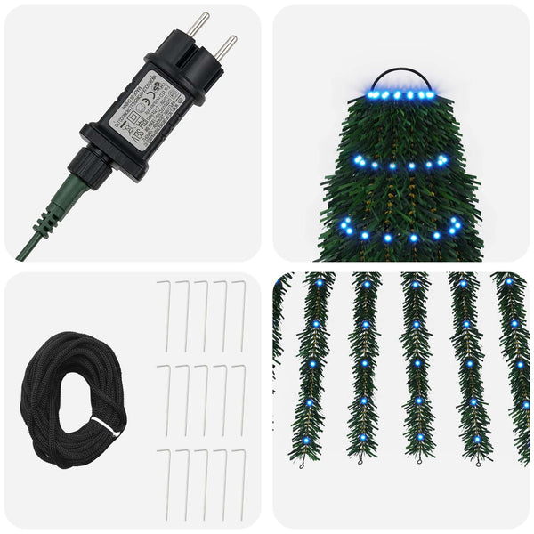 LED-joulupuu 220 cm 460 LEDiä Sininen Teräs Vihreä