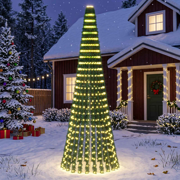 LED-joulupuu 270 cm 648 LEDiä Lämpimän Valkoinen Teräs Vihreä