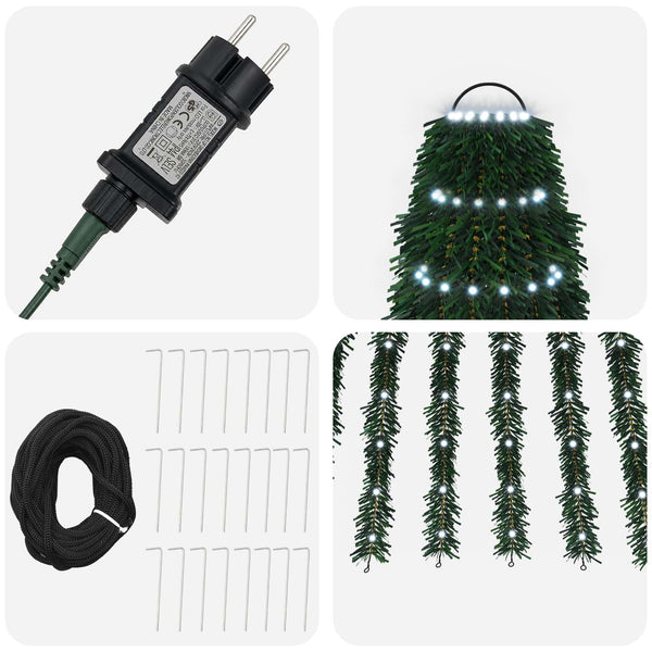 LED-joulupuu 270 cm 648 LEDiä Kylmä valkoinen Teräs Vihreä