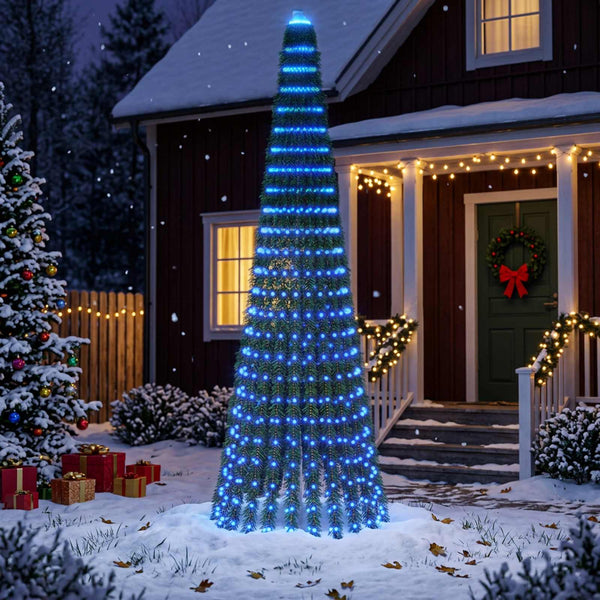 LED-joulupuu 270 cm 648 LEDiä Sininen Teräs Vihreä