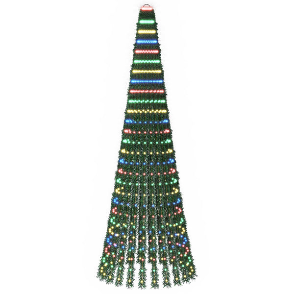 LED-joulupuu 270 cm 648 LEDiä Monivärinen Teräs Vihreä