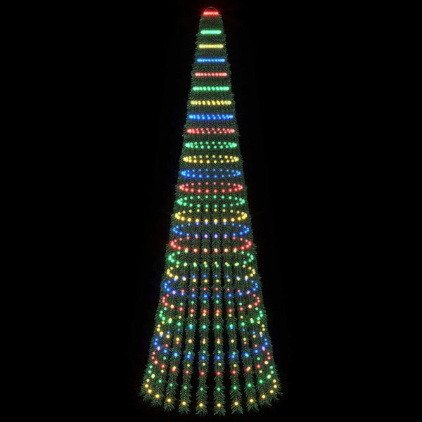 LED-joulupuu 270 cm 648 LEDiä Monivärinen Teräs Vihreä