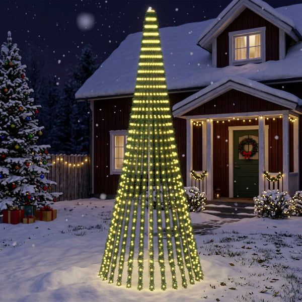 LED-joulupuu 370 cm 1008 LEDiä Lämpimän Valkoinen Teräs Vihreä