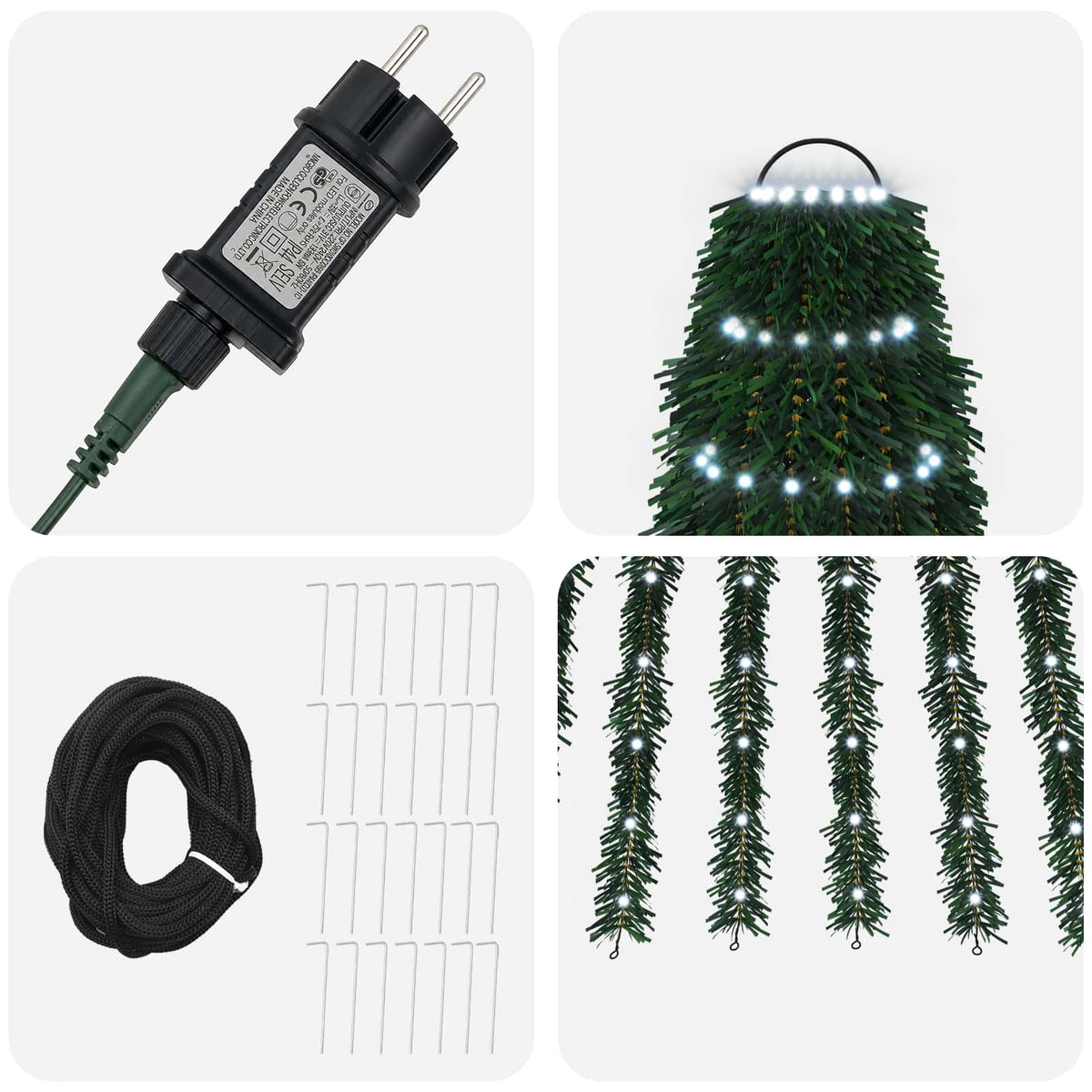 LED-joulupuu 370 cm 1008 LEDiä Kylmä valkoinen Teräs Vihreä