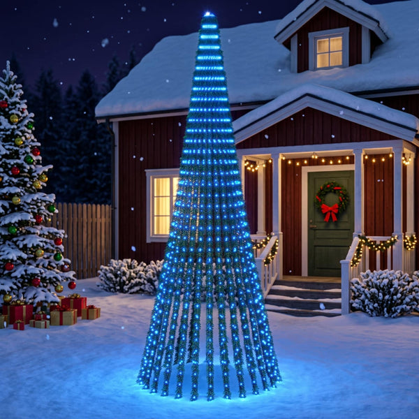 LED-joulupuu 370 cm 1008 LEDiä Sininen Teräs Vihreä