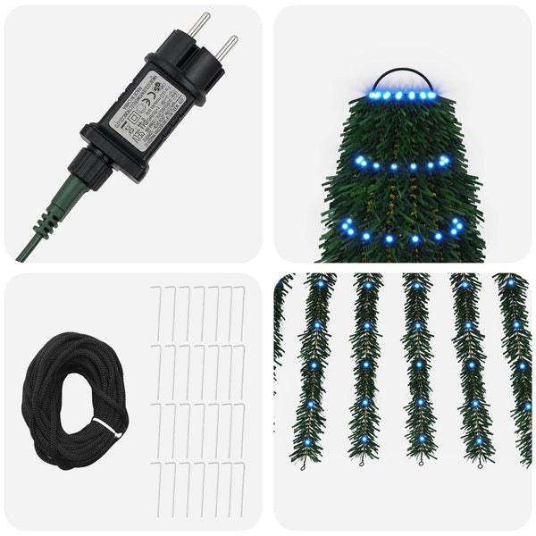 LED-joulupuu 370 cm 1008 LEDiä Sininen Teräs Vihreä