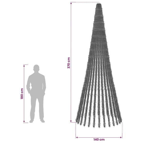 LED-joulupuu 370 cm 1008 LEDiä Sininen Teräs Vihreä