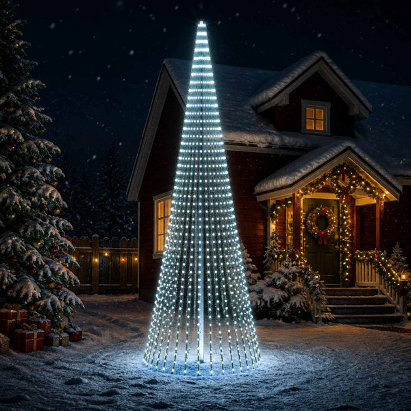 LED-joulupuu 470 cm 1504 LEDiä Kylmä valkoinen Teräs Vihreä