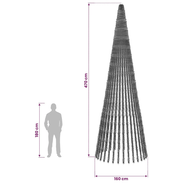 LED-joulupuu 470 cm 1504 LEDiä Kylmä valkoinen Teräs Vihreä