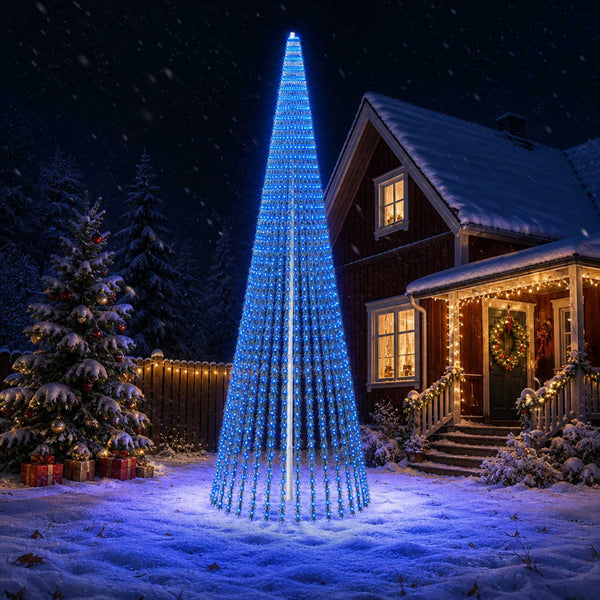 LED-joulupuu 470 cm 1504 LEDiä Sininen Teräs Vihreä