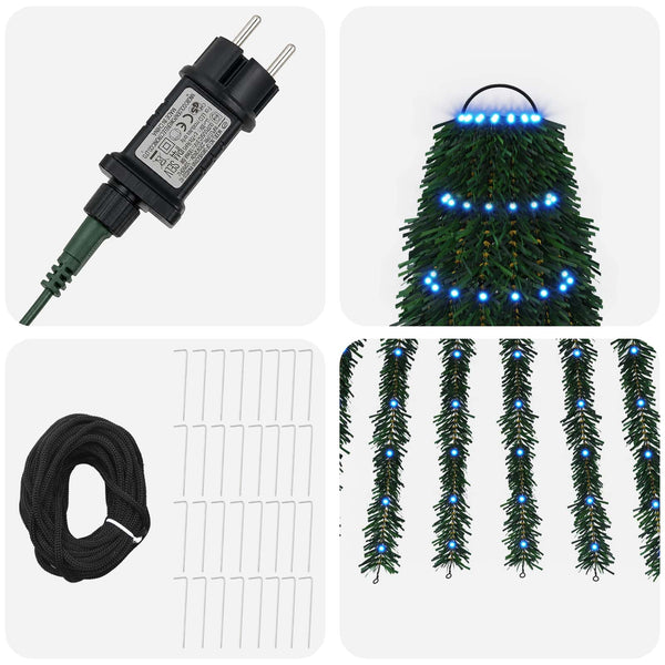 LED-joulupuu 470 cm 1504 LEDiä Sininen Teräs Vihreä