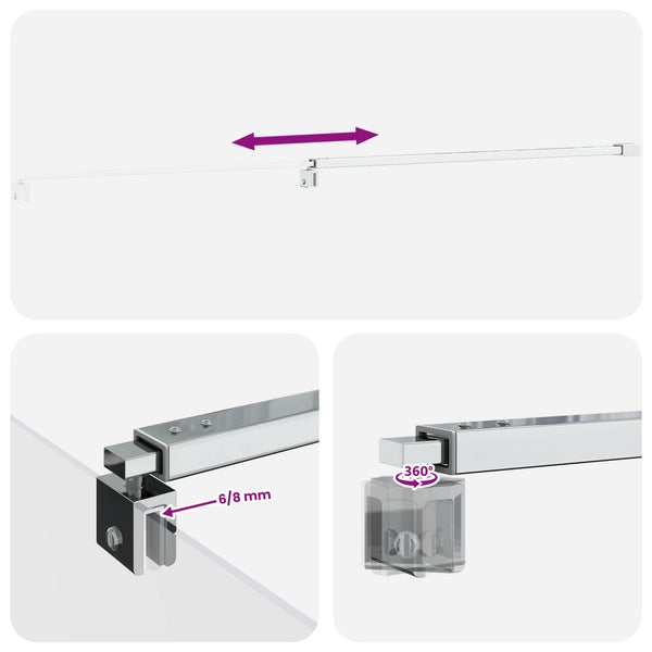 Suihkuseinän tukitanko 70-120 cm 6/8 mm lasille Kromi
