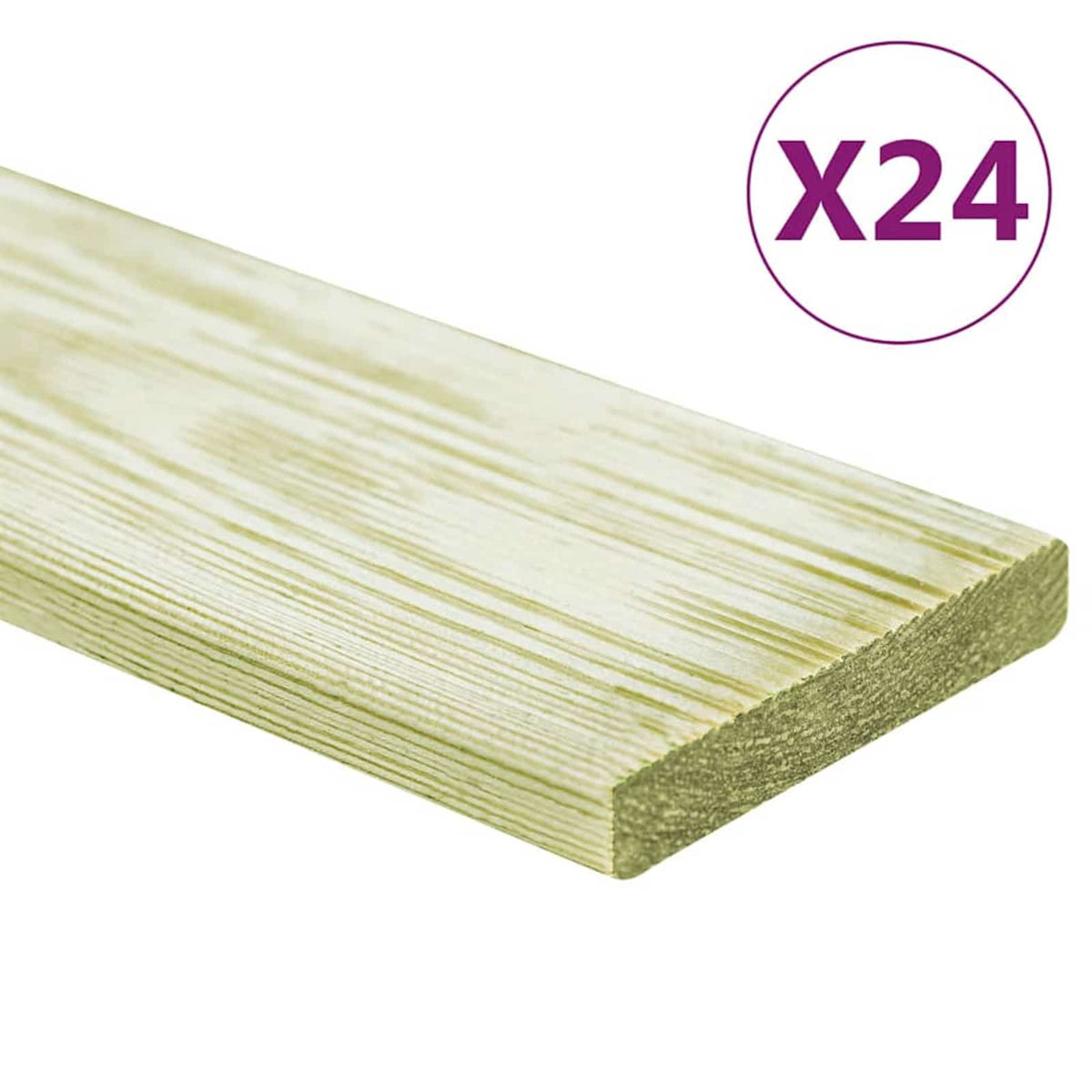 Terassilauta 24 kpl Vihreä kyllästetty 1.44 m²