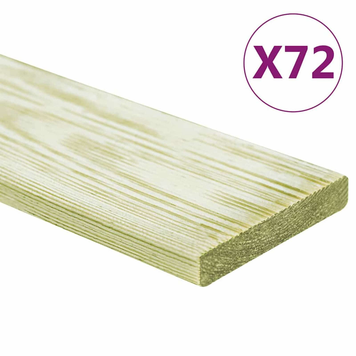 Terassilauta 72 kpl Vihreä kyllästetty 1.44 m²