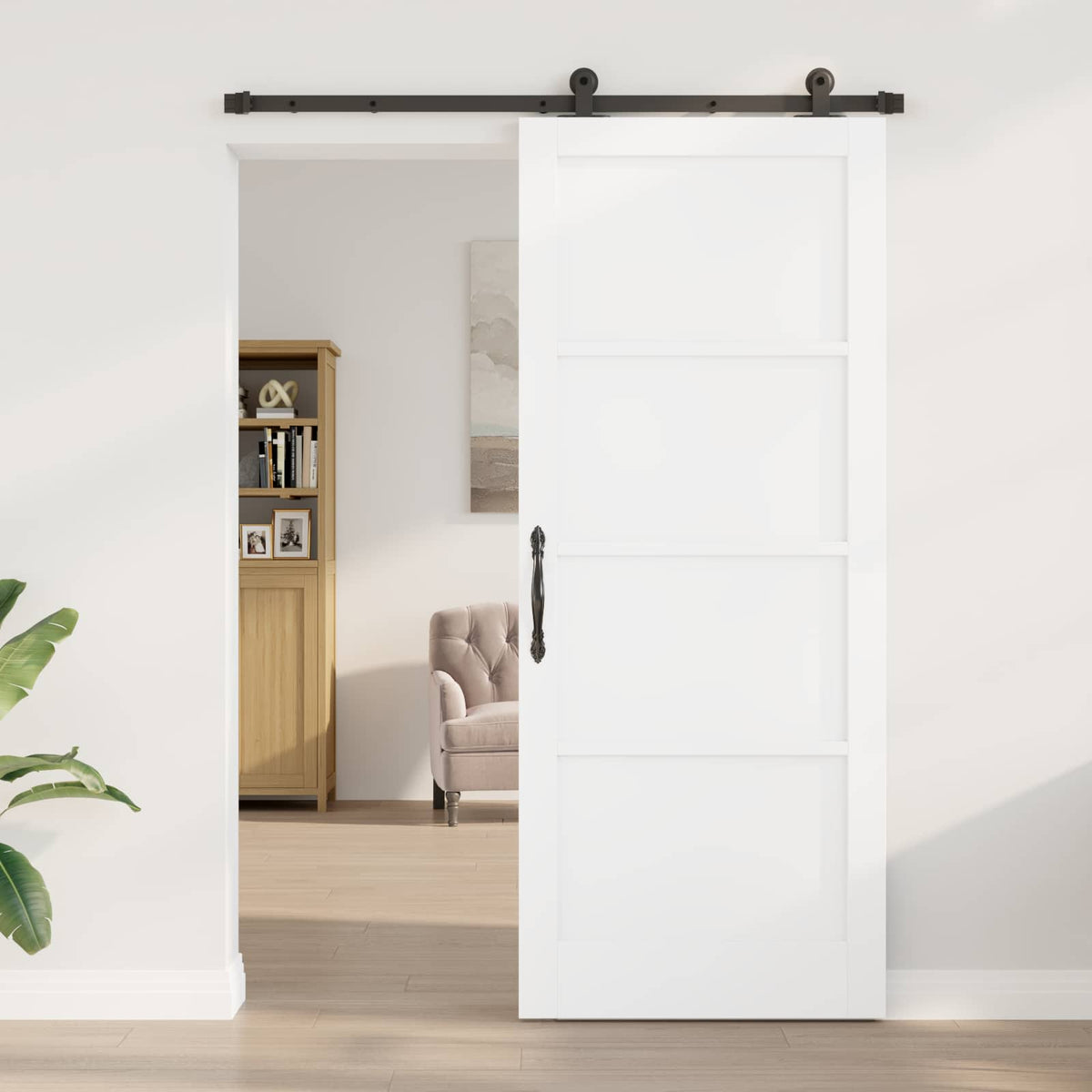 Liukuovi ORKDAL 86 x 211 cm Tekninen puu Valkoinen ja musta