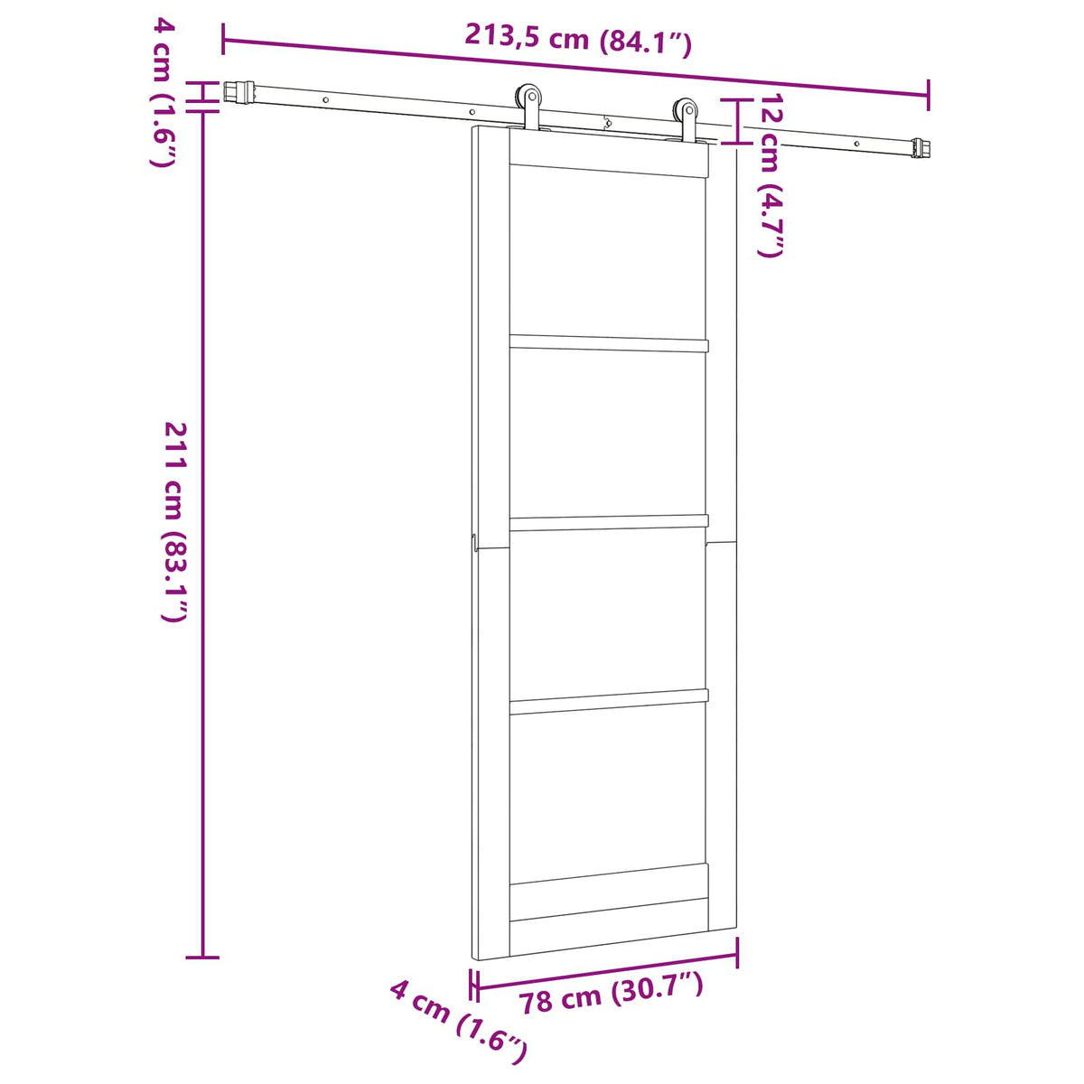 Liukuovi ORKDAL 78 x 211 cm Tekninen puu Valkoinen ja musta