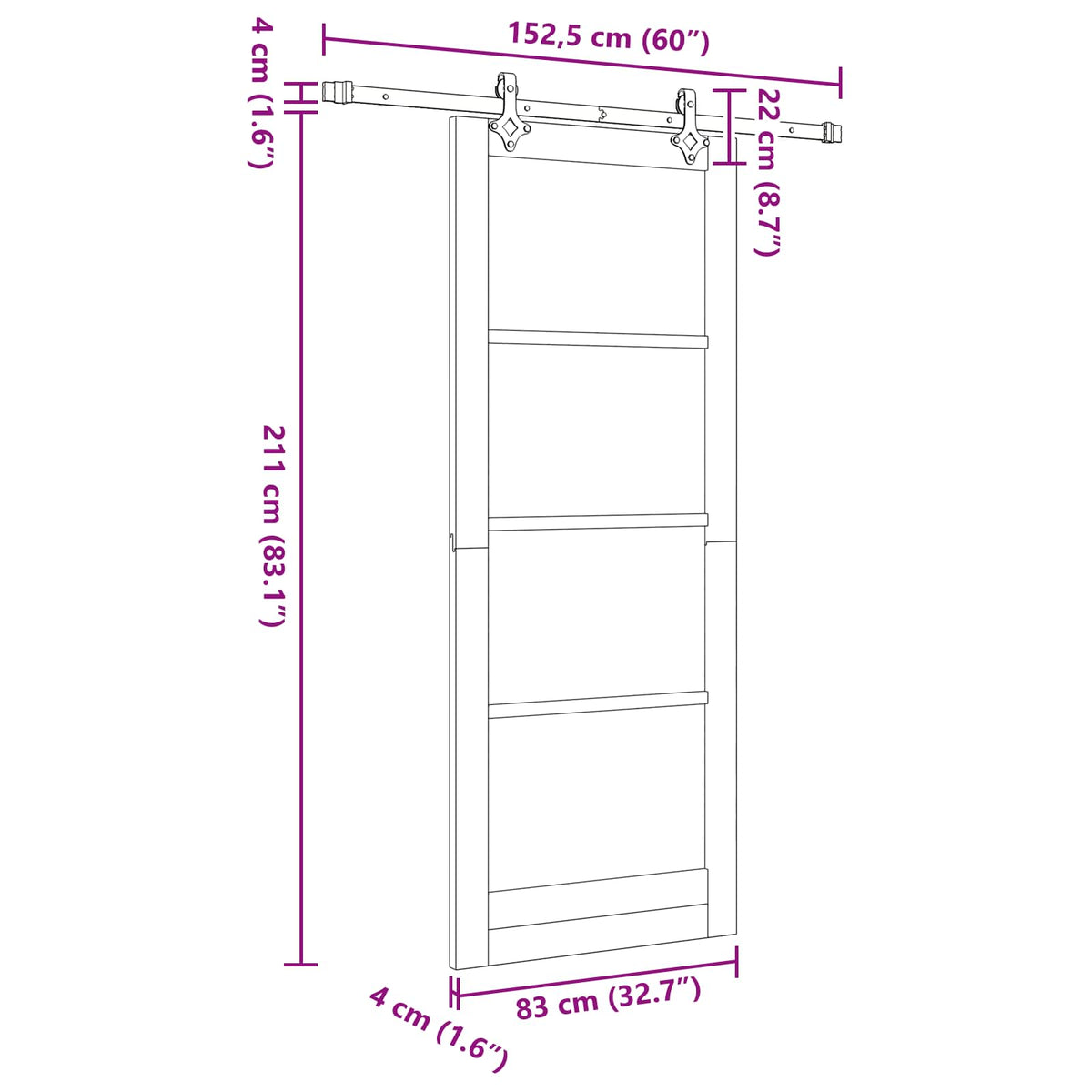 Liukuovi ORKDAL 83 x 211 cm Tekninen puu Valkoinen ja musta