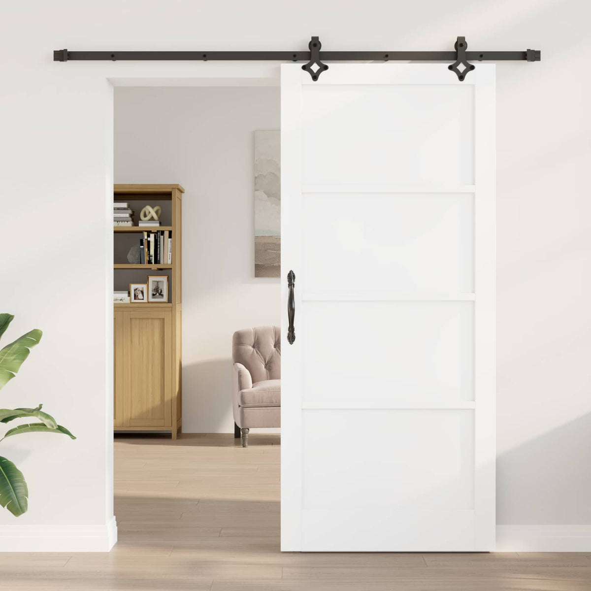 Liukuovi ORKDAL 93 x 211 cm Tekninen puu Valkoinen ja musta