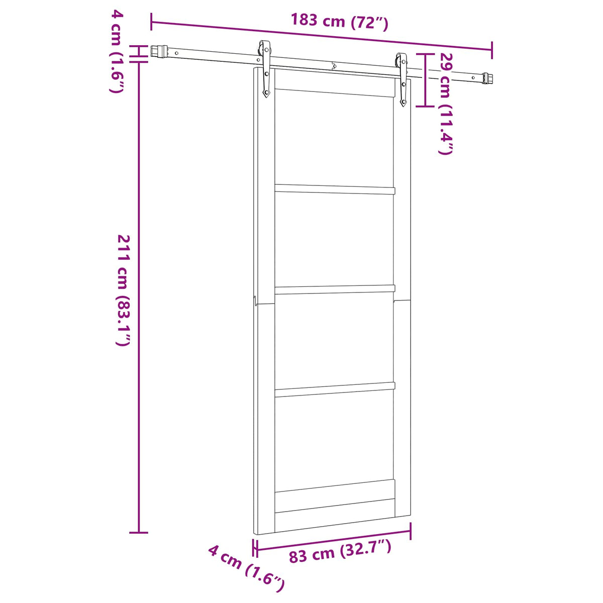 Liukuovi ORKDAL 83 x 211 cm Tekninen puu valkoinen