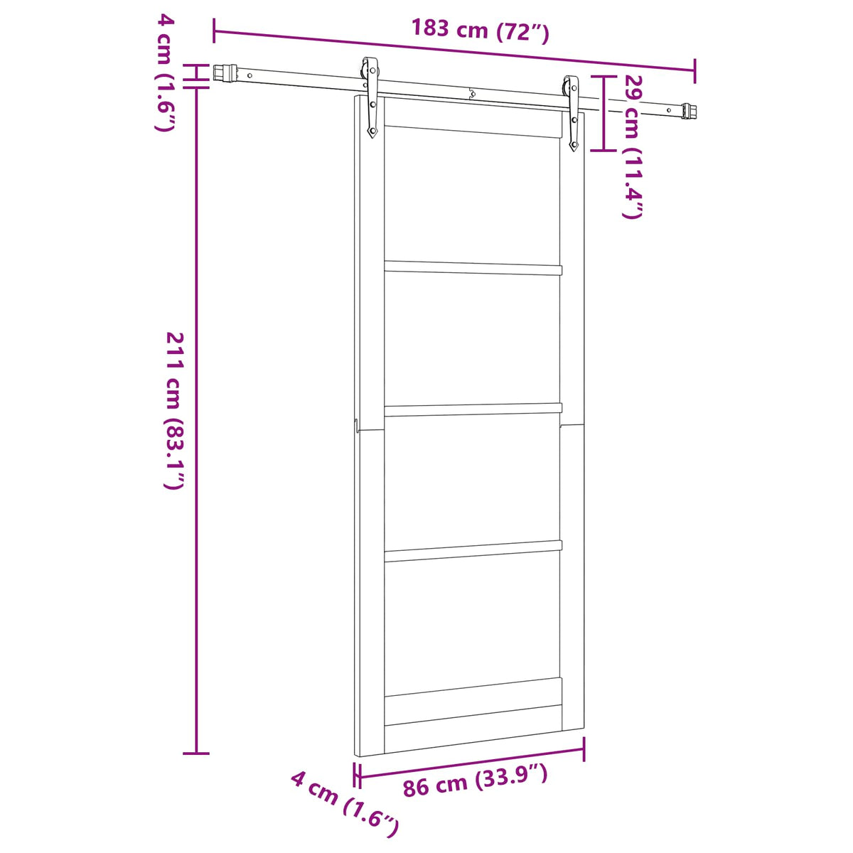 Liukuovi ORKDAL 86 x 211 cm Tekninen puu valkoinen