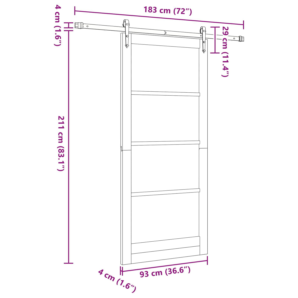 Liukuovi ORKDAL 93 x 211 cm Tekninen puu valkoinen