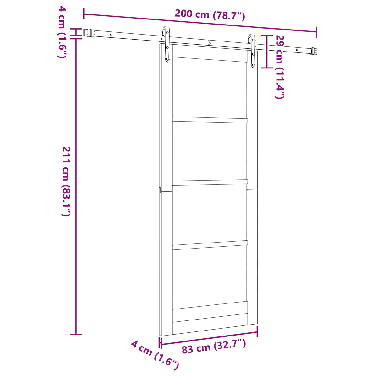Liukuovi ORKDAL 83 x 211 cm Tekninen puu valkoinen