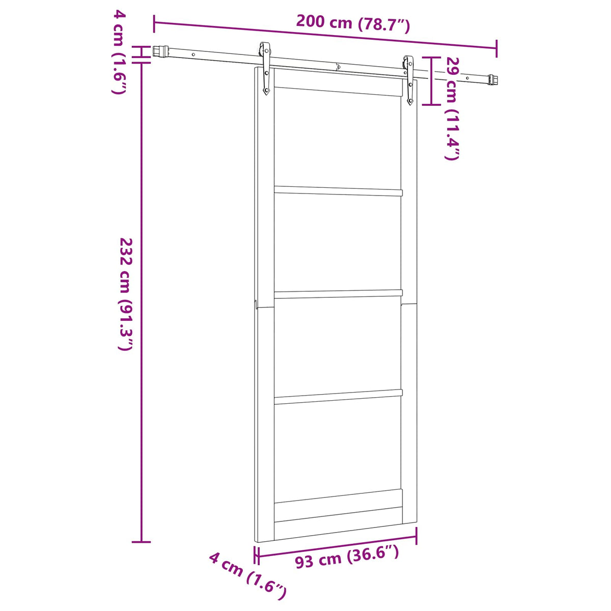 Liukuovi ORKDAL 93 x 232 cm Tekninen puu valkoinen
