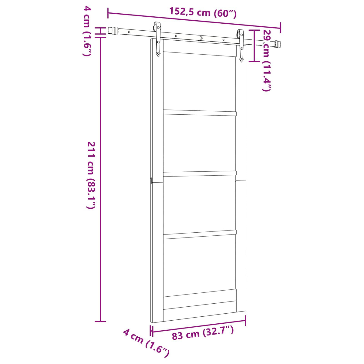 Liukuovi ORKDAL 83 x 211 cm Tekninen puu Valkoinen ja musta