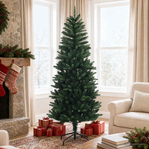 Artificial Hinged Christmas Tree 180 cm PE ja PVC Vihreä