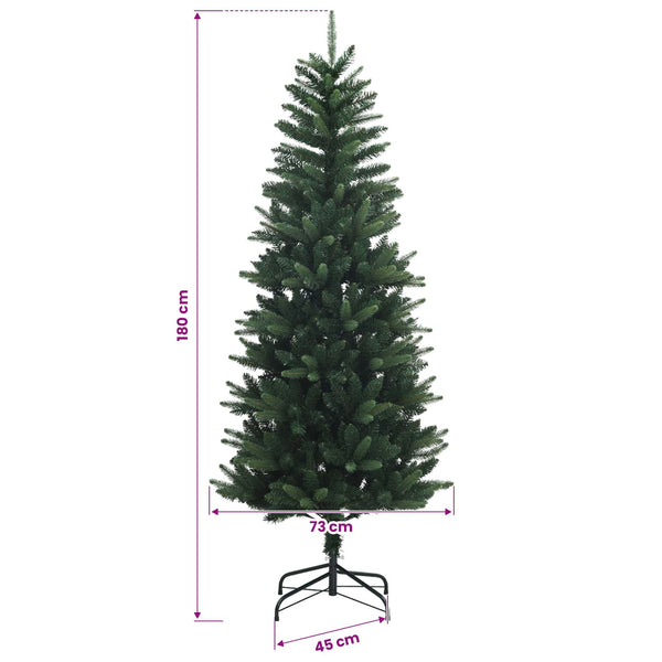Artificial Hinged Christmas Tree 180 cm PE ja PVC Vihreä