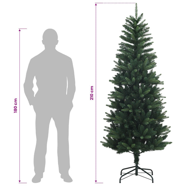Artificial Hinged Christmas Tree 210 cm PE ja PVC Vihreä