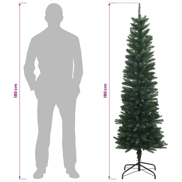 Artificial Slim Christmas Tree 180 cm PE ja PVC Vihreä
