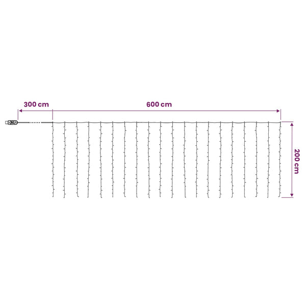 Valoverho 400 LEDiä Kylmä valkoinen 600 x 200 cm