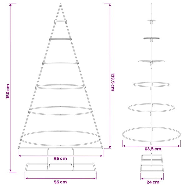 Metallinen joulukuusi jalalla KUOPIO 150 cm Teräs valkoinen