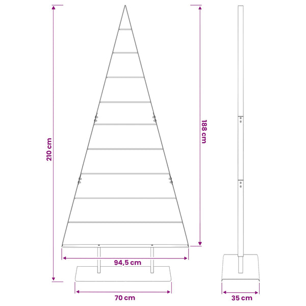 Metallinen joulukuusi KUOPIO 210 cm Teräs valkoinen
