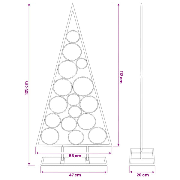 Metallinen joulukuusi pyöreällä jalalla KUOPIO 125 cm Teräs
