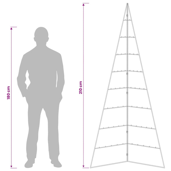 Metallinen joulukuusi KUOPIO 210 cm Teräs Kulta