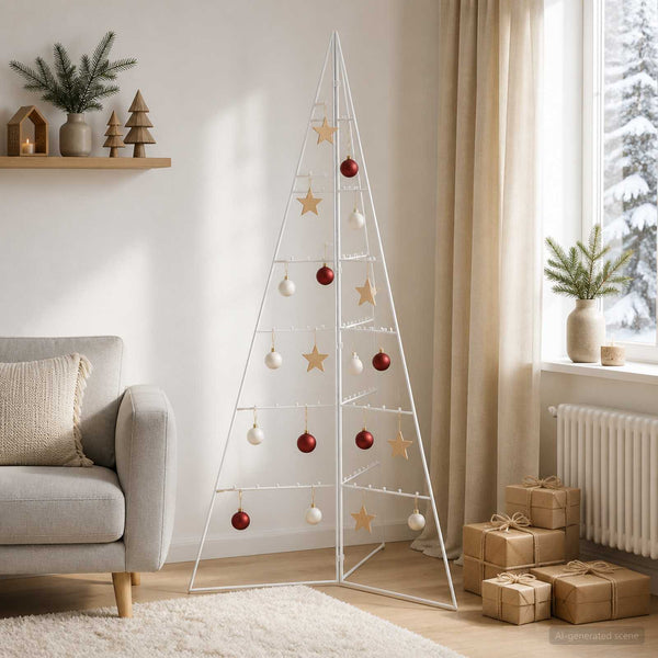 Metallinen joulukuusi KUOPIO 140 cm Teräs valkoinen
