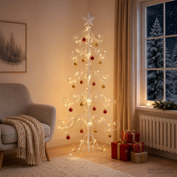 Metallinen joulukuusi KUOPIO 150 cm teräs White